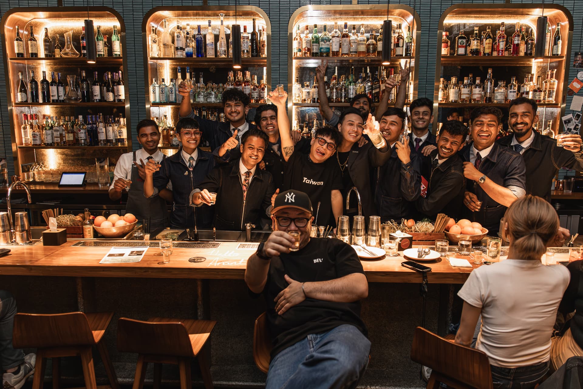 The full Spirit Forward team raising a toast