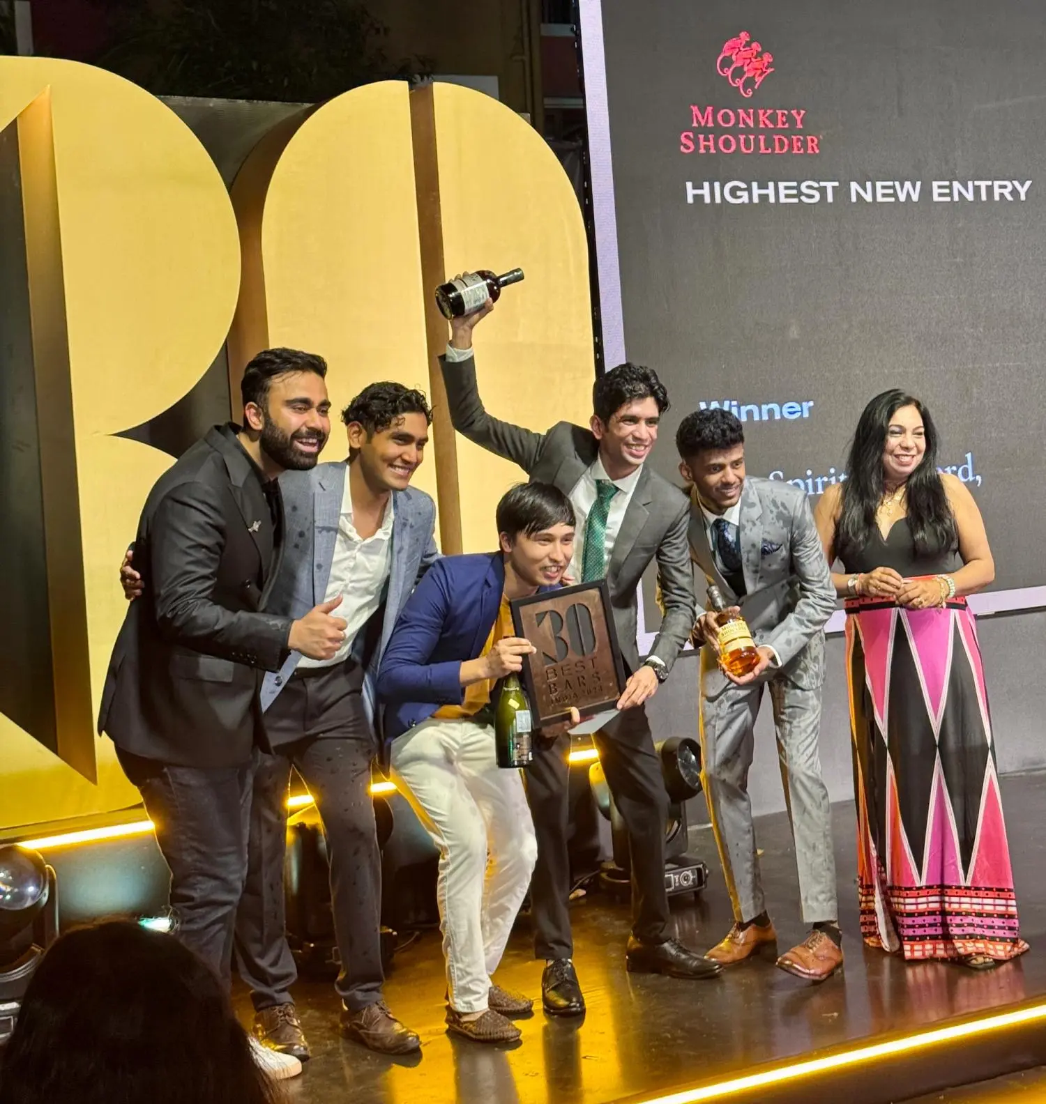 Spirit Forward winning Highest New Entry at 30 Best Bars India